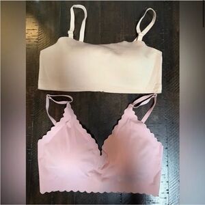 Women's Cream and Pink Bralettes